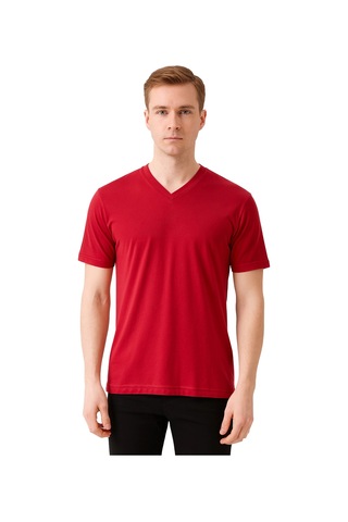 Safe Work V Yaka Kısa Kol İş Tişörtü Rahat, Nefes Alabilir Ve Çok Renk Seçeneği Bordo