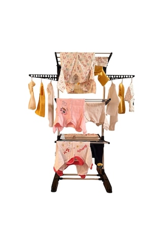 3 Katlı Bebek Çamaşır Kurutma Askısı Siyah