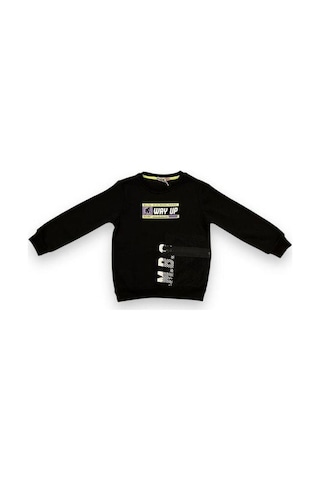 Cantoy Erkek Çocuk İçi Şardonlu File Cep Detaylı Sweatshirt-15090 Siyah
