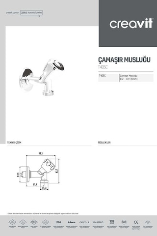 Creavit Çamaşır Musluğu 1/2"-3/4" Krom