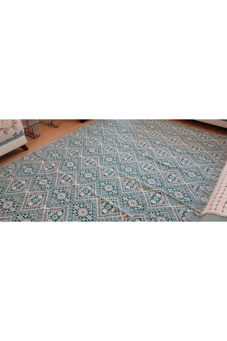 Algelsineve 6 m2 Eşme Desen, Serme, Çok Amaçlı Halı Örtüsü, Pike, Mavi