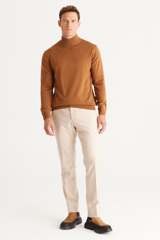 AC&Co / Altınyıldız Classics Altinyildiz Classics Erkek Tarçın Standart Fit Normal Kesim Yarım Balıkçı Yaka Triko 4A4923100005TRCM Tarçın