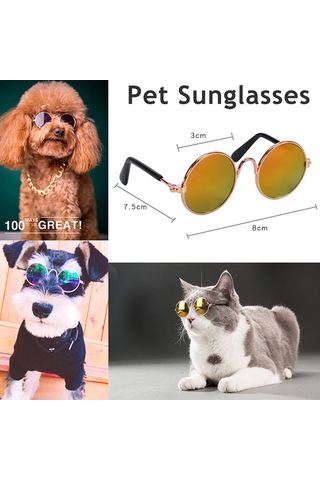 Geekyou Kedi Köpek Güneş Gözlüğü, Yeşil Yansıtıcı, 8cm Genişlik, Evcil Hayvan Moda Aksesuarı