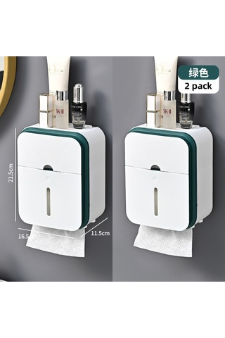 Yunboo Banyo İçin Su Geçirmez Duvar Tipi, Delme Yok Kurulum, Dayanıklı Kağıt Havlu Kutusu - Yeşil 2 Adet Diğer