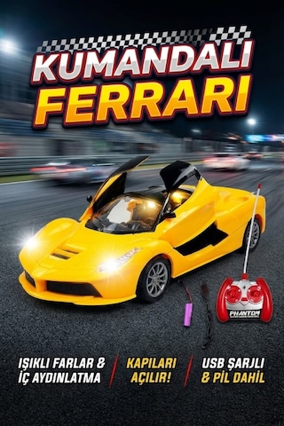 Craftivio Uzaktan Kumandalı Şarjlı Araba 1:18 Full Fonksiyon Işıklı Ve Otomatik Kapıları Açılan Yarış Arabası