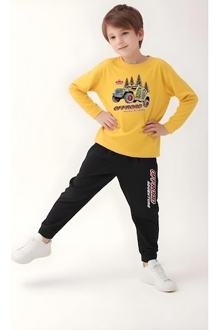 Fyk Kids 3'lü Erkek Çocuk Baskılı Yuvarlak Yaka Alt-üst Pijama Takımı Çok Renkli