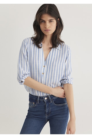 Mavi - Indigo Çizgili Bluz 122400-83979 İndigo