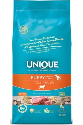 Unique Medium Large Puppy Kuzu Etli Yavru Köpek Maması 15 KG Unique Medium Large Puppy Kuzu Etli Yavru Köpek Maması 15 KG