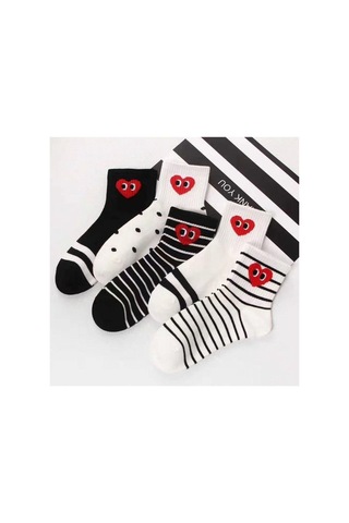 Worthy Socks 5'li Kalpli Çizgili Desenli Patik Bilek Çorap 5 Çift