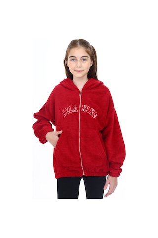 Toontoy Kız Çocuk Peluş Hırka Bordo