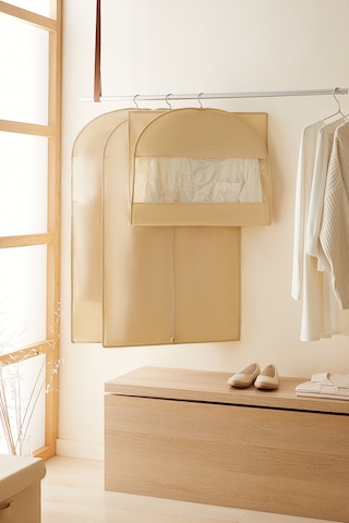 Ocean Home Textile 3'lü Bej Balıksırtı Elbise Kılıfı Set