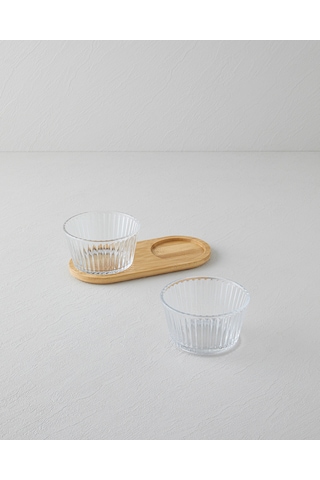 Stria Cam-bambu 3 Parça Sunumluk 11x6,5 Cm Şeffaf