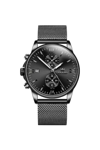 Novahub Olevs 2886 Erkekler Spor Kronograf Su Geçirmez Aydınlık Kuvars Saat Siyah Gümüş Örgü Şerit Çok Renkli Çok Renkli