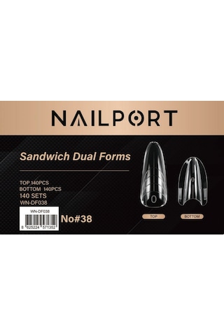 Badem Almond Protez Tırnak Sandwich Dual Üst Form Jel Polygel Acrygel - Akrijel Ve Polijel İçin Dual Form Şablon 280li Wn-df038