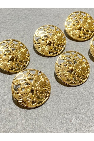 Kaban Ceket Düğmesi Dantel Desenli Özel Kaplama Gold 6 Lı Set 527