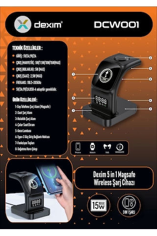 Dexım 5in1 Magsafe Wireless Şarj Cihazı 3233924142571