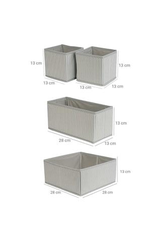 4'lü Gri Çizgili Dolap-çekmece Içi Organizer Seti 28x28x13 X1 / 28x13x13 X1 / 13x13x13 X2