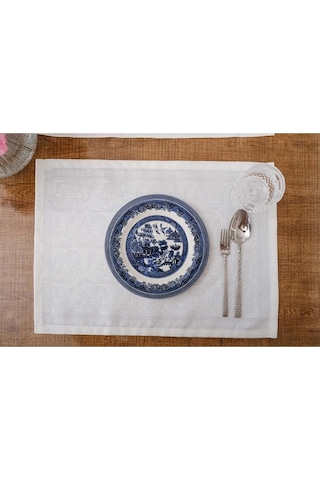 İris Jakar Polyester Kumaş Krem Amerikan Servis 33.5x46 Cm Bej 4 Ad. 1391 Krem
