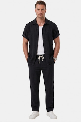 Deep Sea Deepsea Siyah Çizgi Dokulu Rahat Kesim Yazlık Spor Pantolon Hafif Kumaş Modern Tasarım 2600263