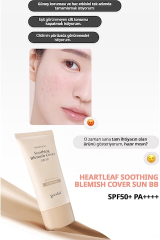 Hassas Ciltlere Uygun Kapatıcı Bb Krem Goodal Heartleaf Soothing Blemish Cover Sun Bb Spf50+ Neutral Beige