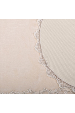 Bonny Home Venüs Krem 3'lü Dantelli Banyo Paspası Seti Çeyizlik Krem