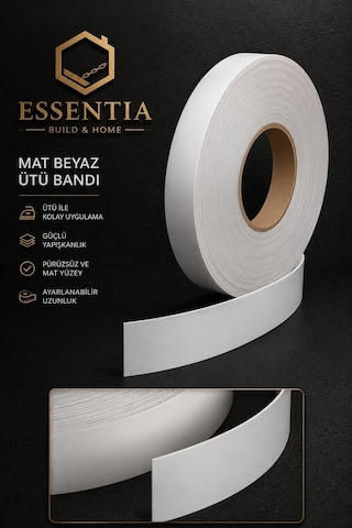 Mobilya Kenar Bant 20 Mm X 50 Metre Mat Beyaz Ütü Bantı Melamin Kenar Bandı