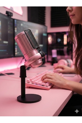 Nexora Rgb Usb Kondenser Masaüstü Mikrofon Karaoke Yayın Type-c Pembe
