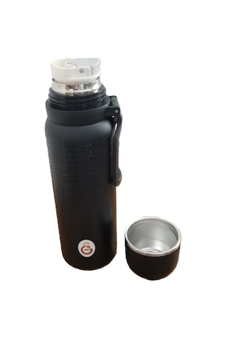 Akıllıelma-galatasaray 587193 Çelik Termos Bardaklı Kapak Siyah 650 Ml Çok Renkli