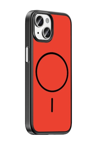Maks Technology iPhone Uyumlu 15 Kılıf M-safe Şarj Özellikli Mkst Lora Pc Kapak - Kırmızı-gri Kırmızı - Gri