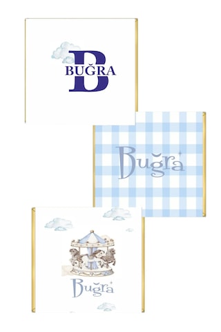 Mavi Atlı Karıca Madlen Çikolata Tam Sargı Etiket Sticker 36 Ade