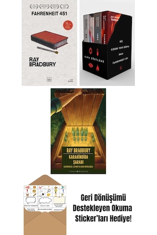 Fahrenheit 451 70. Yıl Özel Baskısı + Kara Dörtleme Kutu Set 4 Kitap + Karahindiba Şarabı