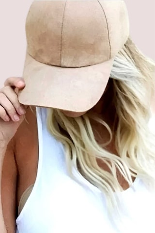 Unisex Vegan Süet Şapka Bej