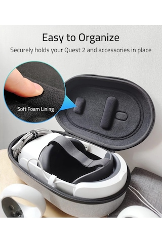 Large Sert Taşıma Çantası Meta Quest 3s/3/oculus 2/pico 4 Uyumlu Gri M42