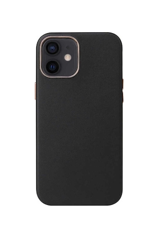 Apple Uyumlu iPhone 12 Mini Arv Leathersafe Wireless Kapak-siyah