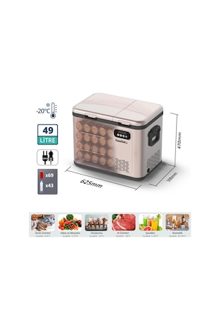 Coolist Clk50d 12/24v/220volt 49 Litre Çift Bölmeli Outdoor Kompresörlü Bluetooth Bağlantılı Oto Buzdolabı
