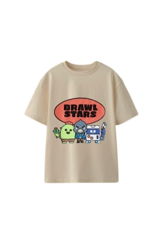 Brawl Stars Şortlu Erkek Çocuk Takım Bej