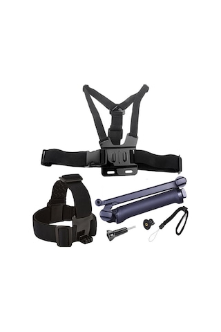Eken Sjcam Gopro 3 Way Monopod Kafa Bandı Göğüs Kemeri 5li Set Çok Renkli