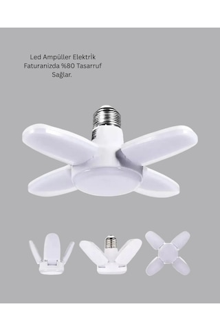 Muratech 4 Kollu Katlanır Pervane Led Ampül 60 Watt Yüksek Aydınlatma Ve Enerji Tasarrufu Beyaz Işık