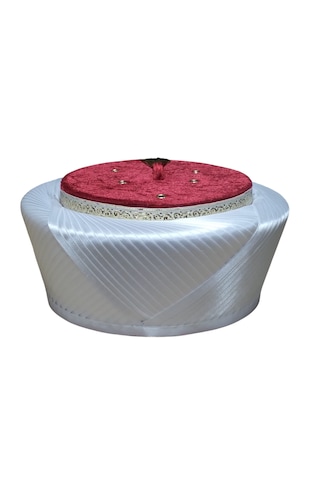 Fabrikam06 Saten Sultan Çapraz Sarık Bordo Sarık İmam Veya Cami Sarığı Özel Elyapımı Sarık 60 Cm S126 Bordo Açık Krem