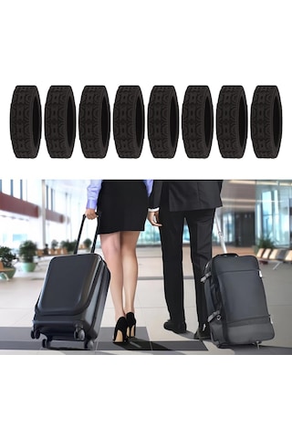 Homyl 8x Silikon Bagaj Tekerleği Çoğu Bavul Siyahı Siyah Siyah