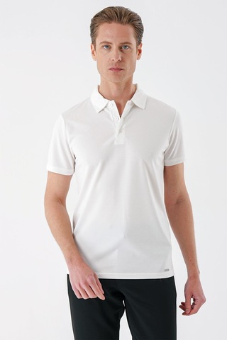 Efor Slim Fit Düğmeli Polo Yaka Pamuklu Beyaz Tişört Ts 879 Beyaz