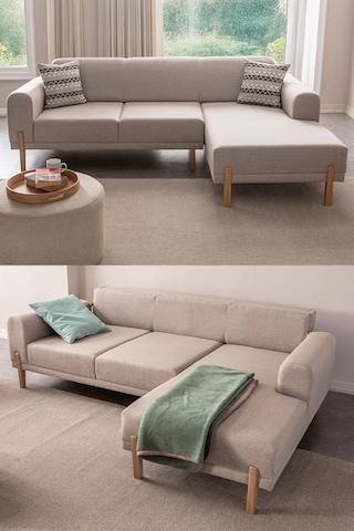 Mocha Sırt Mekanizmalı Köşe Koltuk Takımı Krem