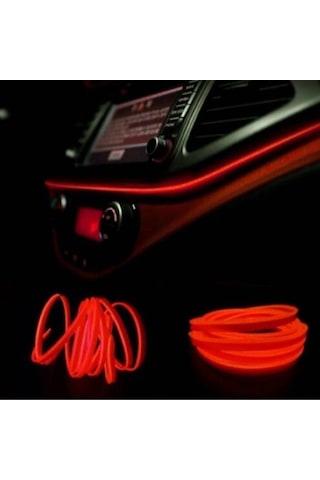 Araç Araba İçi Torpido Ledi Renkli İp Neon İp Led 2 Metre Kırmızı Neon