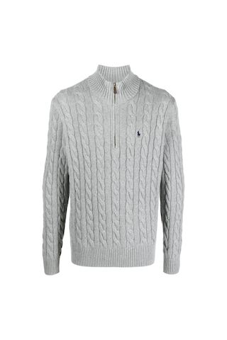 Polo Ralph Lauren Yarım Fermuar Triko Kazak Gri