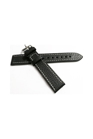 18 Milim Beyaz Dikişli Siyah Hakiki Deri Kayış