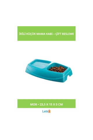 Mor Mavi Yeşil Pembe İkili Küçük Mama Kabı 1. Sınıf Plastik