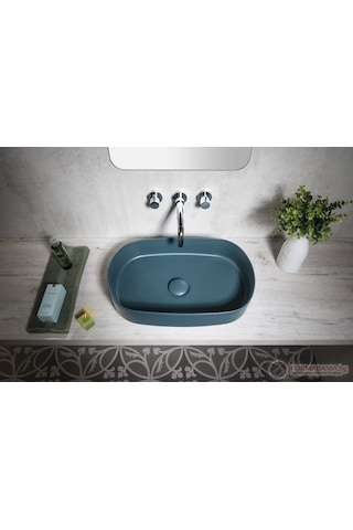 Isvea Infinity Petrol Yeşili Oval Lavabo 55X36 cm
