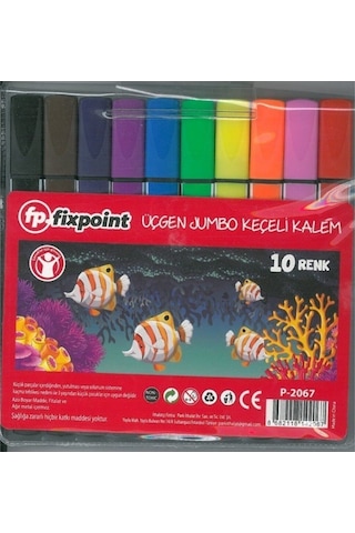 Jumbo Keçeli Üçgen Boya Kalemi 10 Renk Nocolor-5f9412a1
