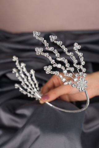 FdayAksesuar Gelinlere Özel Zirkon Taşlı Helen Çift Tarafli Gelin Saç Aksesuarı FRDY31669