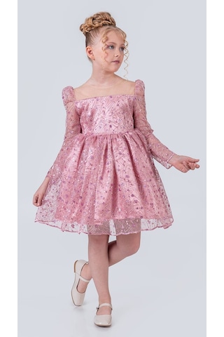 Mnk Baby & Kids Ruche Lipa Kız Çocuk Abiye M00783 Pembe